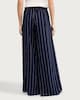 image 3 of The F&F Edit Linen Rich Striped Super Wide Leg Trousers in Navy