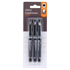 Tesco Liquid Ink Pens Black 3 Pack