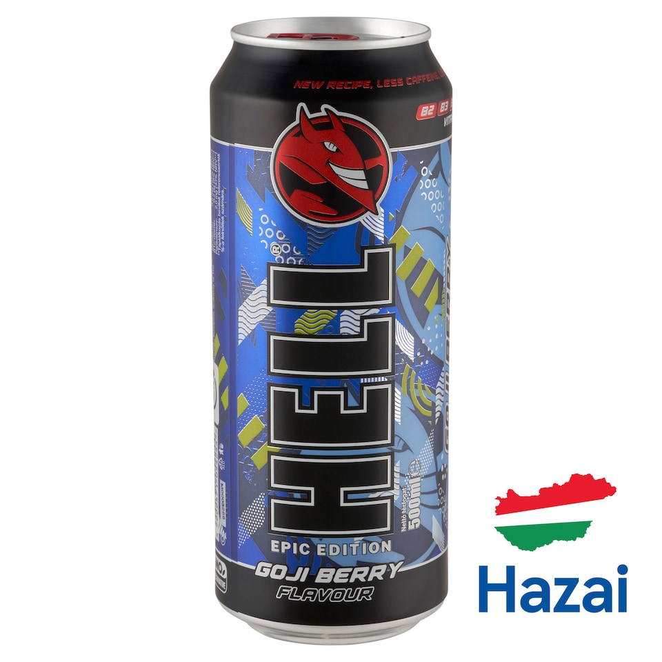 HELL Epic Edition goji bogyó- és tuttifruttiízű, koffeintartalmú szénsavas alkoholmentes ital 500 ml