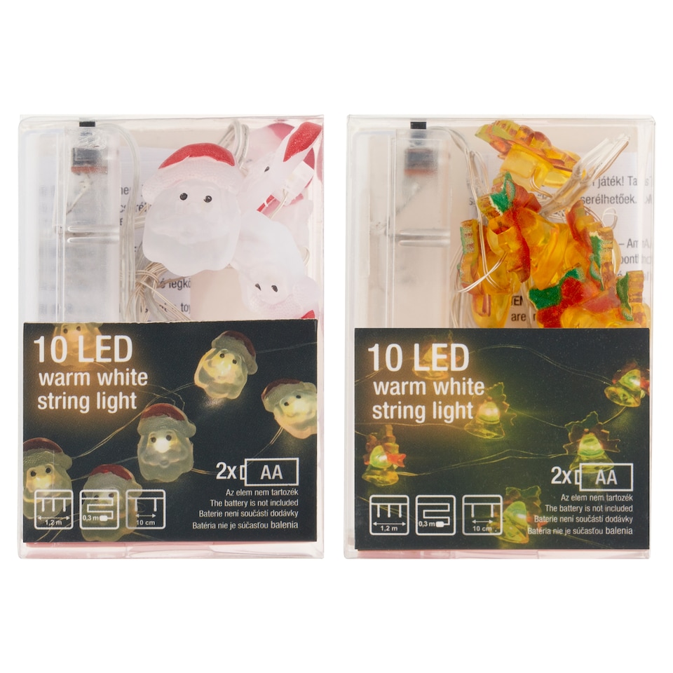 Snow Meister SM2679 10 LED-es elemes meleg fehér fényfüzér  1. kép