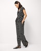 image 3 of F&F Textured Polka Dot Wide Leg Trousers in Multi Black