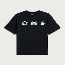 F&F Boys Pure Cotton Printed Oversized Fit T-Shirt in Black