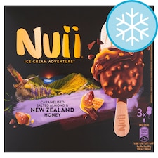 Nuii Caramelised Salted Almond & New Zealand Honey Ice Cream Sticks 3x90ml