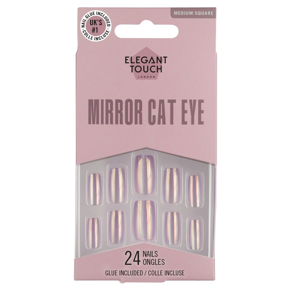 Elegant Touch Mirror Cat Eye Medium Square Nails Set 