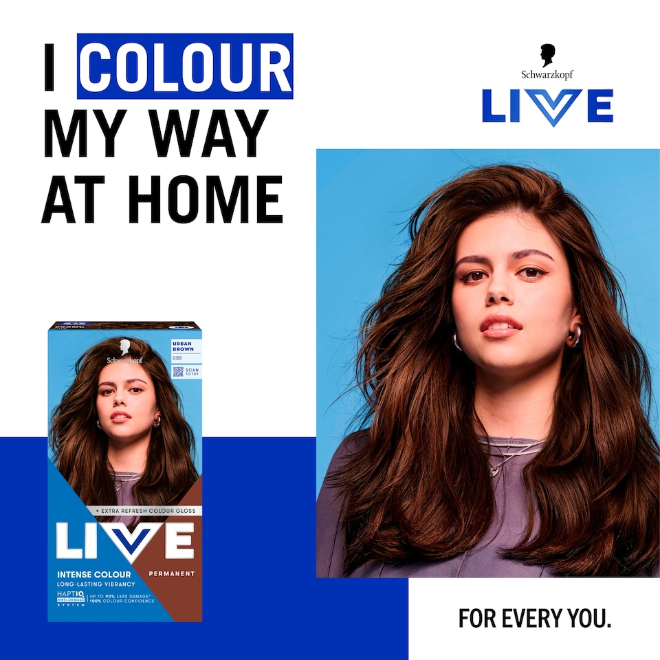 image 1 of Schwarzkopf LIVE Intense Colour 088 Urban Brown Permanent Hair Dye