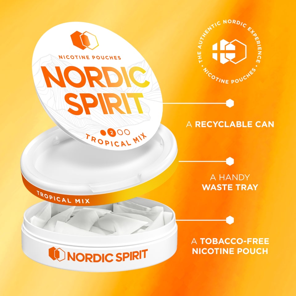 image 1 of Nordic Spirit Tropical Mix Tobacco Free Nicotine Pouches Regular 20 Pack 6mg 14g