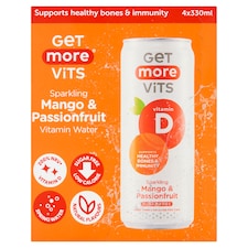 Get More Vits Vitamin D Sparkling Mango & Passionfruit 4x330ml