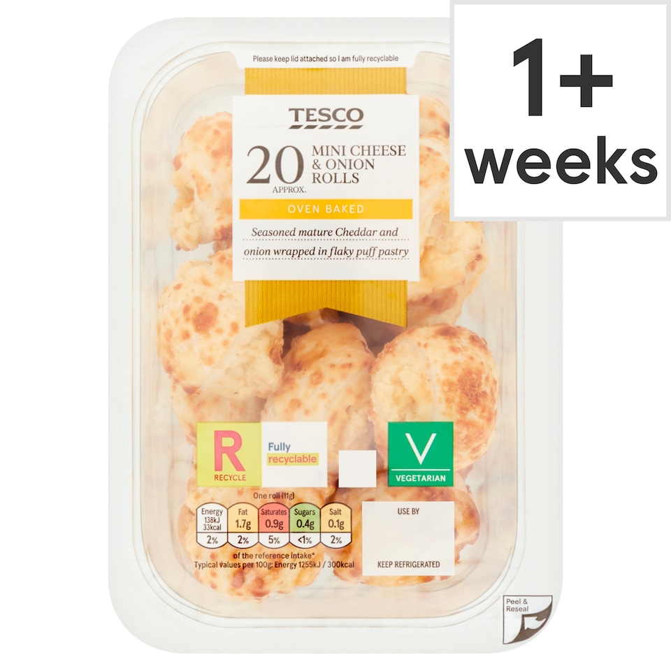 Tesco 20 Mini Cheese & Onion Rolls 220G