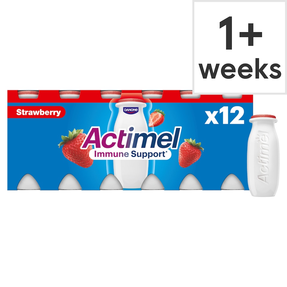 image 1 of Actimel Strawberry Immunity Live Yoghurt Drink Multipack 12X100g