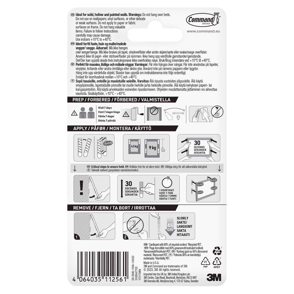 image 1 of Command Extra Large Picture Hanging Strips White 4 pack