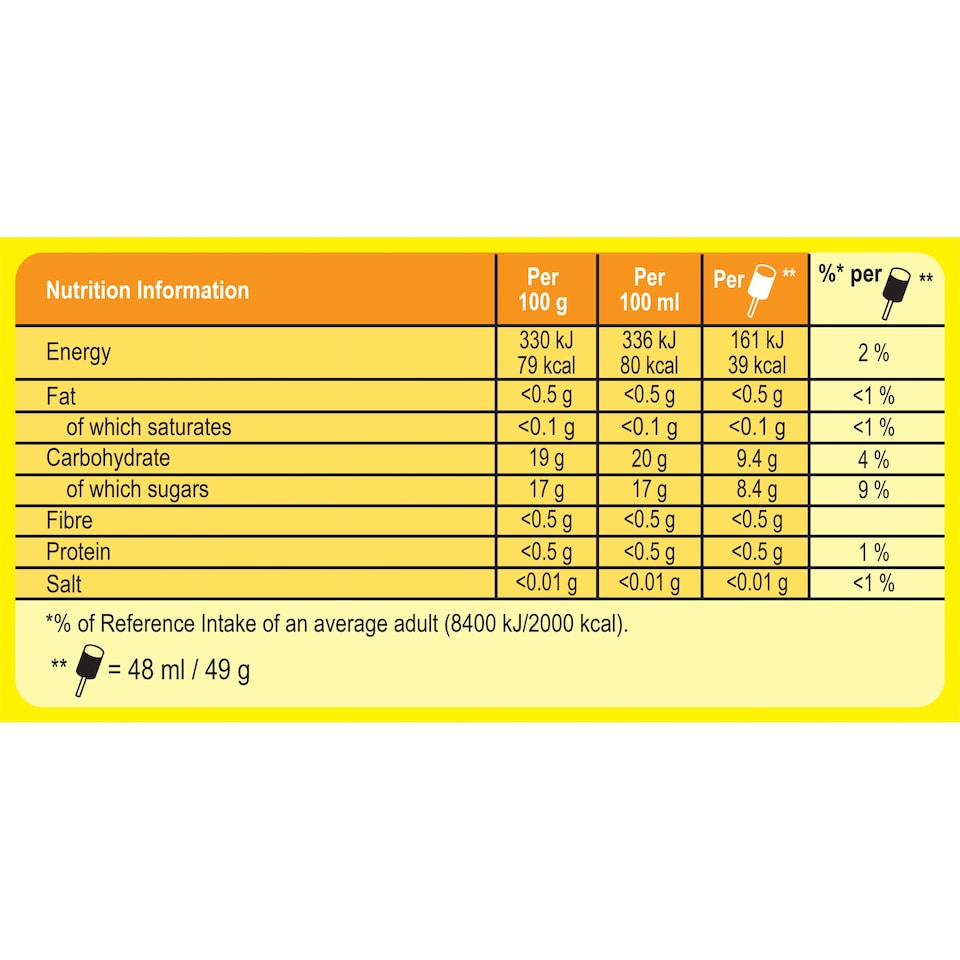 image 1 of Popsicle Orange, Cherry & Grape Flavour Water Ices 18 x 48ml