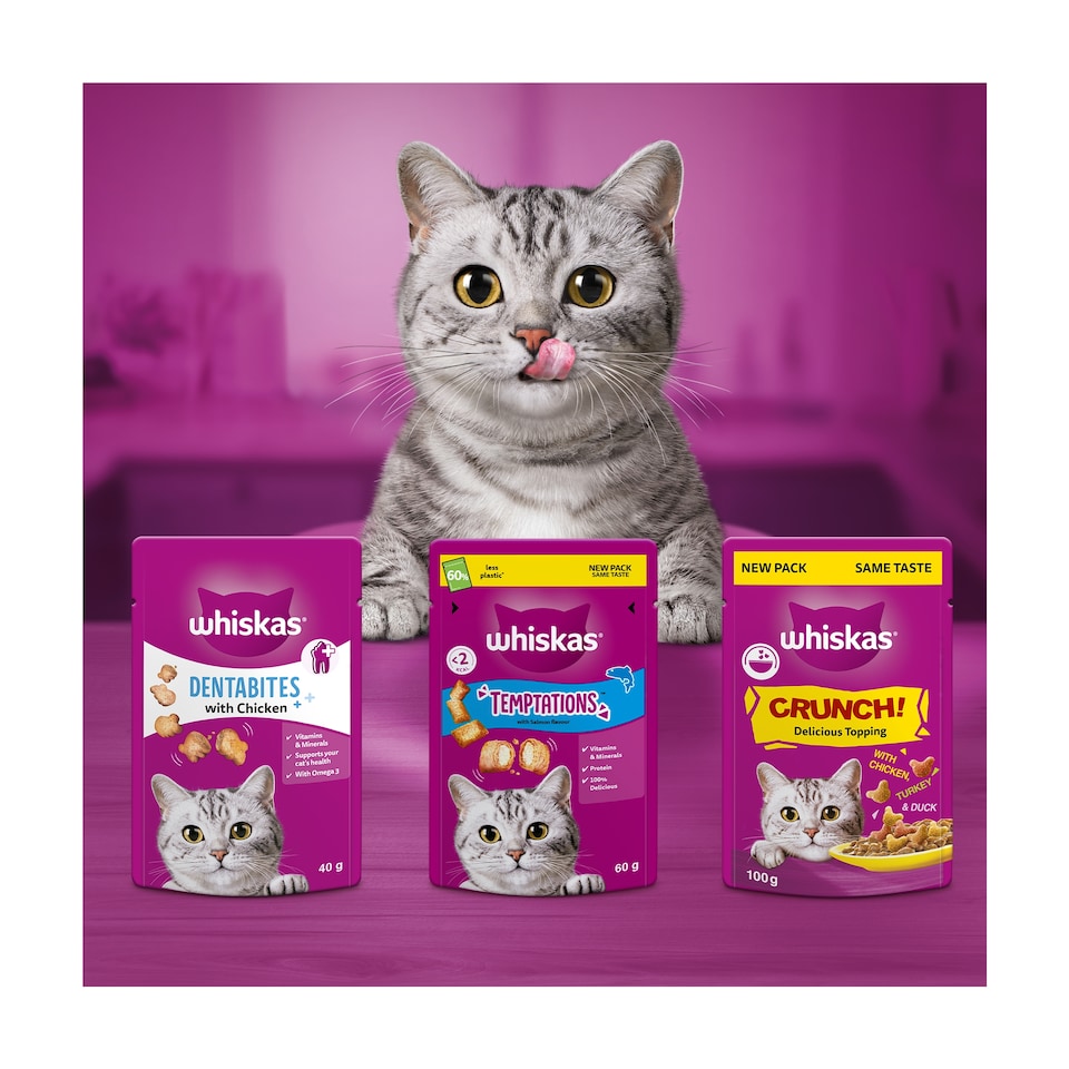 image 1 of Whiskas Temptations Salmon Flavour Cat Treats 60g