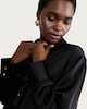 image 1 of F&F Satin Cropped Button Up Shirt in Black