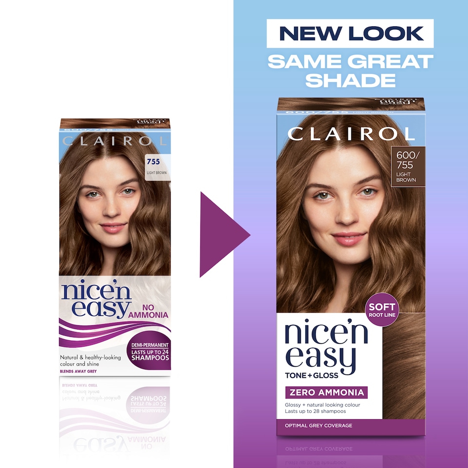image 1 of CLAIROL NICE'N EASY TONE+GLOSS SEMI PERMANENT HAIR DYE - 600/755 LIGHT BROWN