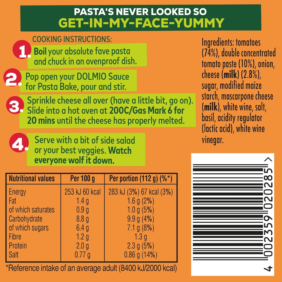 image 1 of Dolmio Pasta Bake Sauce - Tomato & Cheese 450g