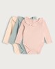 image 1 of F&F Baby 3-Pack Pure Cotton Ruffle Neck Bodysuits in Pink