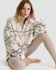 image 1 of F&F Borg Fair Isle Half Zip Jumper and Ribbed Leggings Pyjama in Cream