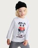 image 2 of F&F Boys Pure Cotton Wonderlust Panda Long Sleeved Top in Grey Marl