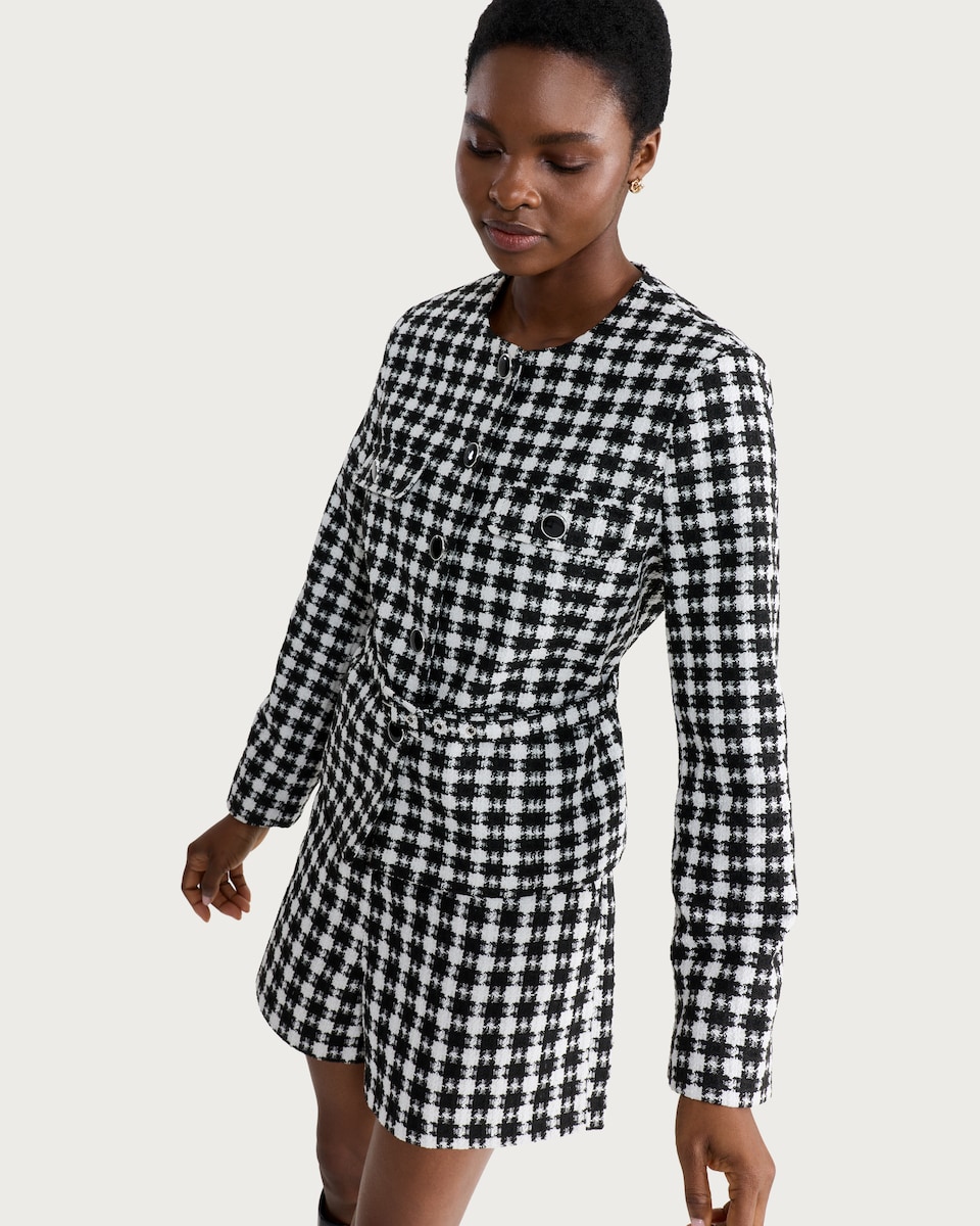 image 1 of F&F Dogtooth Textured Shorts in Black