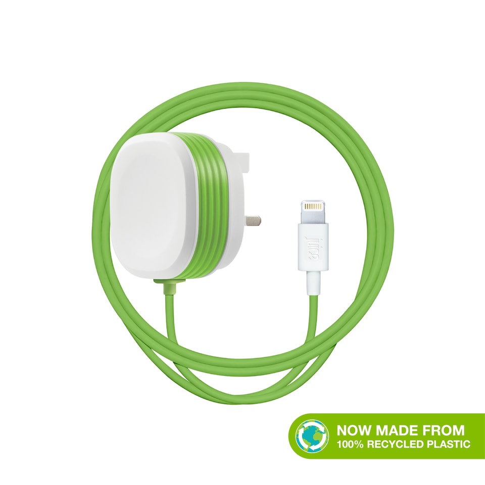 image 1 of Juice 20W Mains Home Charger Plug With Integrated Lightning USB iPhone Charger Cable 1.5M White