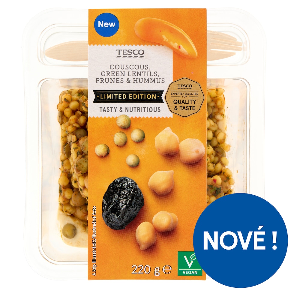 Tesco Couscous Salad with Prunes, Mango Sauce and Chickpea-Sesame Paste 220g