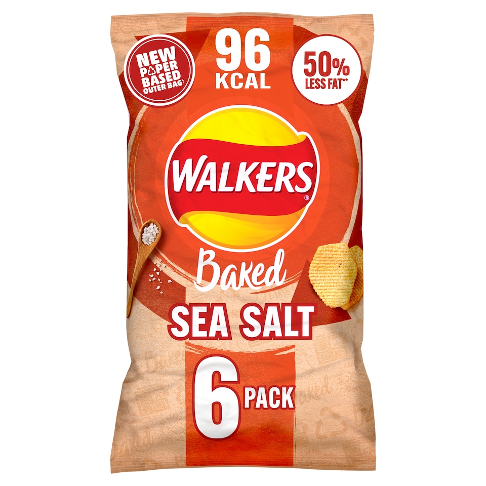 image 1 of Walkers Baked Salted Multipack Crisps 6x22g