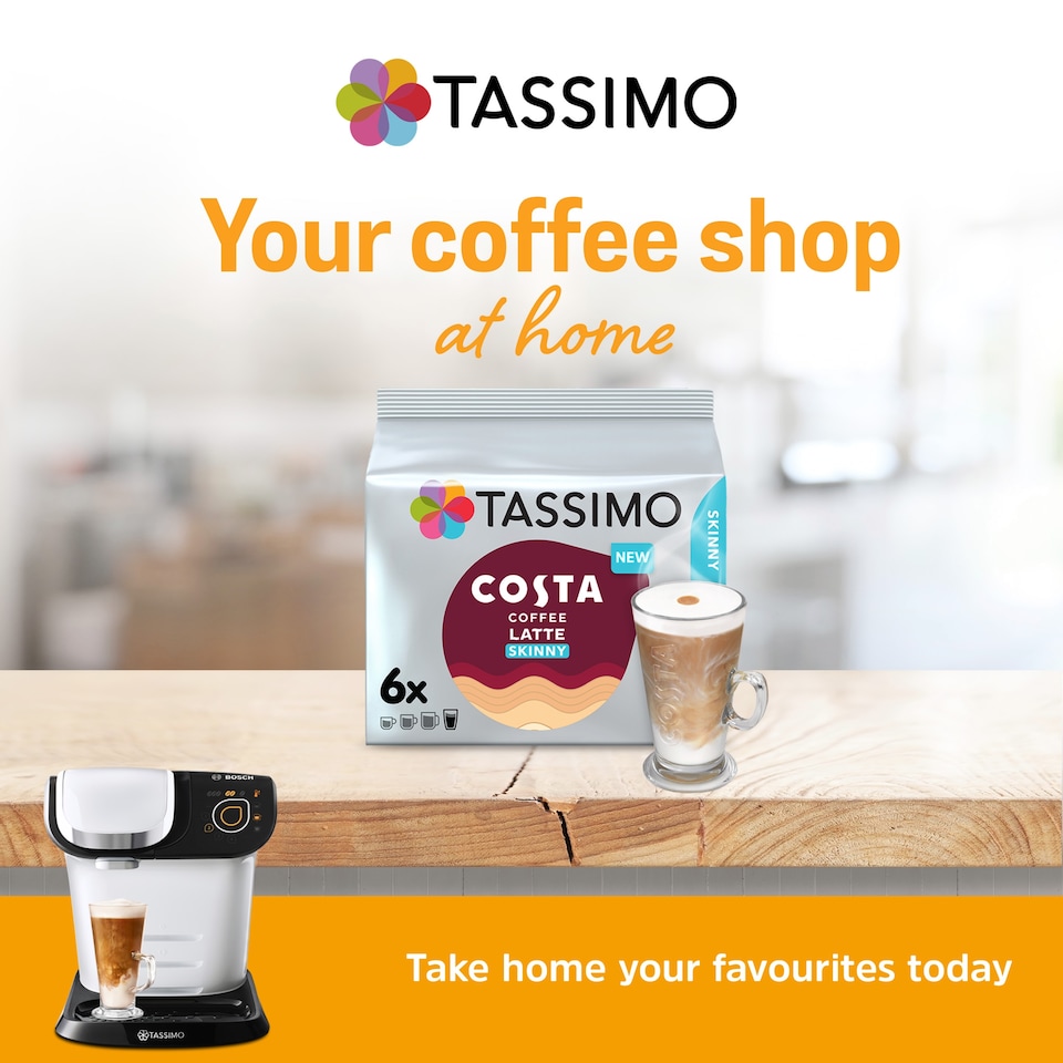 image 1 of Tassimo Costa Skinny Latte Coffee Pods 6 Servings 200.4g