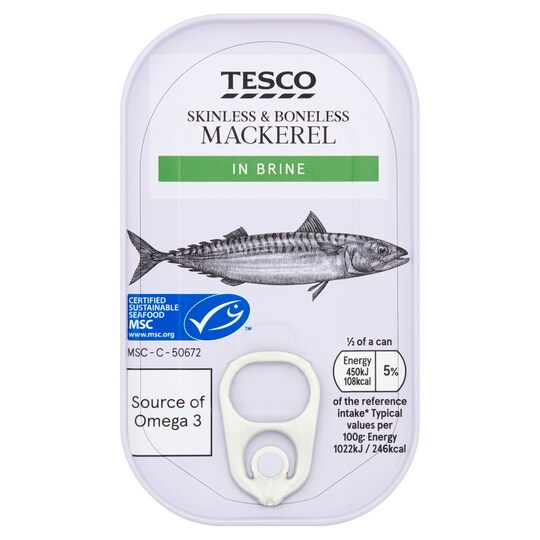 Tesco Mackerel Fillets In Brine 125G Tesco Groceries