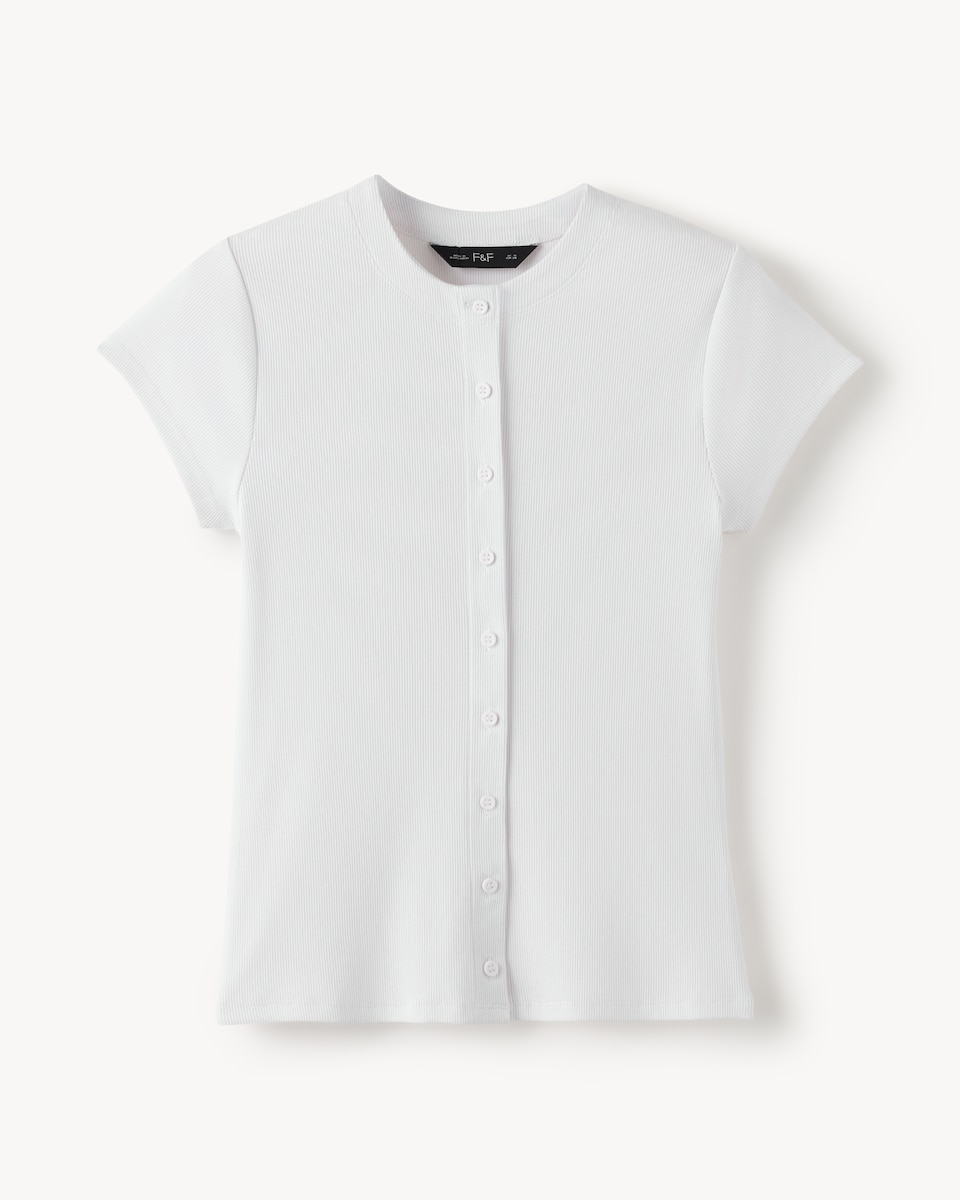 image 1 of F&F Cotton Rich Button Up Top in White