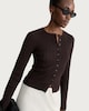 image 1 of F&F Ribbed Button Up Cardigan in Chocolate