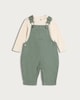 image 1 of F&F Baby 2-Piece Denim Dungarees and Long Sleeved Bodysuit Set in Green