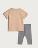 image 2 of F&F Baby 2-Piece Pure Cotton Big Hugs Club T-Shirt and Leggings Set in Tan