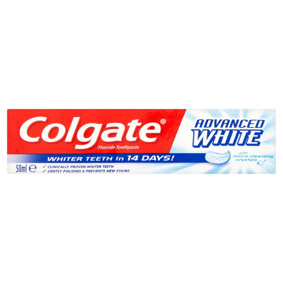 Colgate Advanced White Toothpaste 50Ml - Tesco Groceries