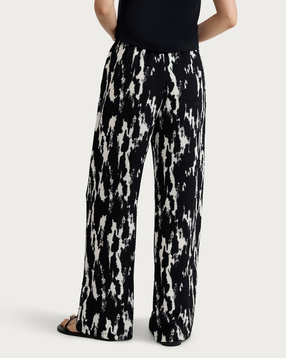 image 1 of F&F Abstract Print Wide Leg Trousers in Multi Black