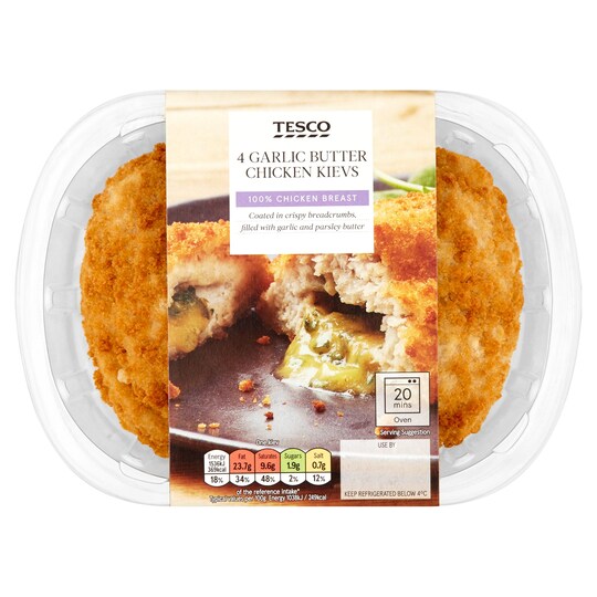 Tesco 4 Garlic Chicken Kievs 610G Tesco Groceries