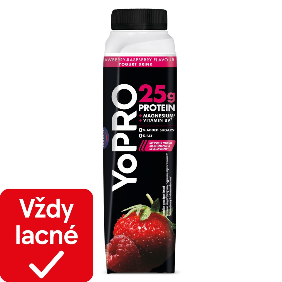 YoPRO jogurtový nápoj s príchuťou jahoda-malina 300g