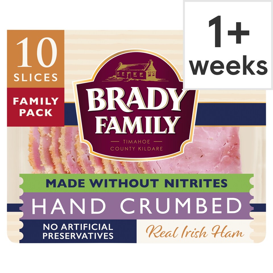 Brady Family Made Without Nitrites Hand Crumbed Thinly Sliced Real Irish Ham 120g