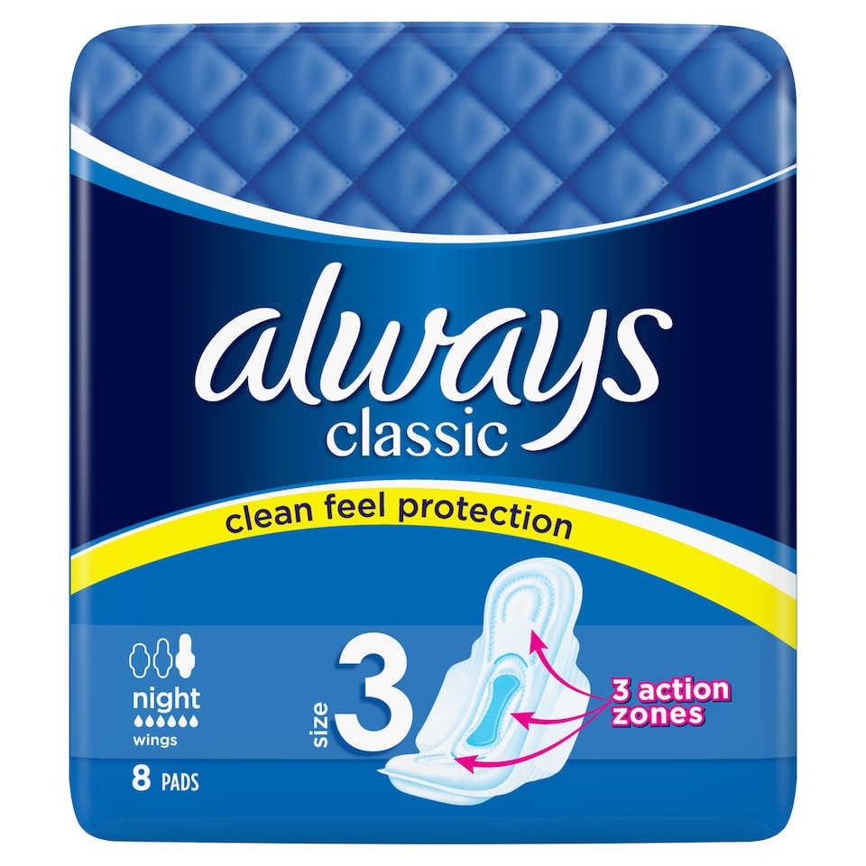 obrázok 1 z Always Classic Night Vložky (veľkosť 3) S Krídelkami 8ks