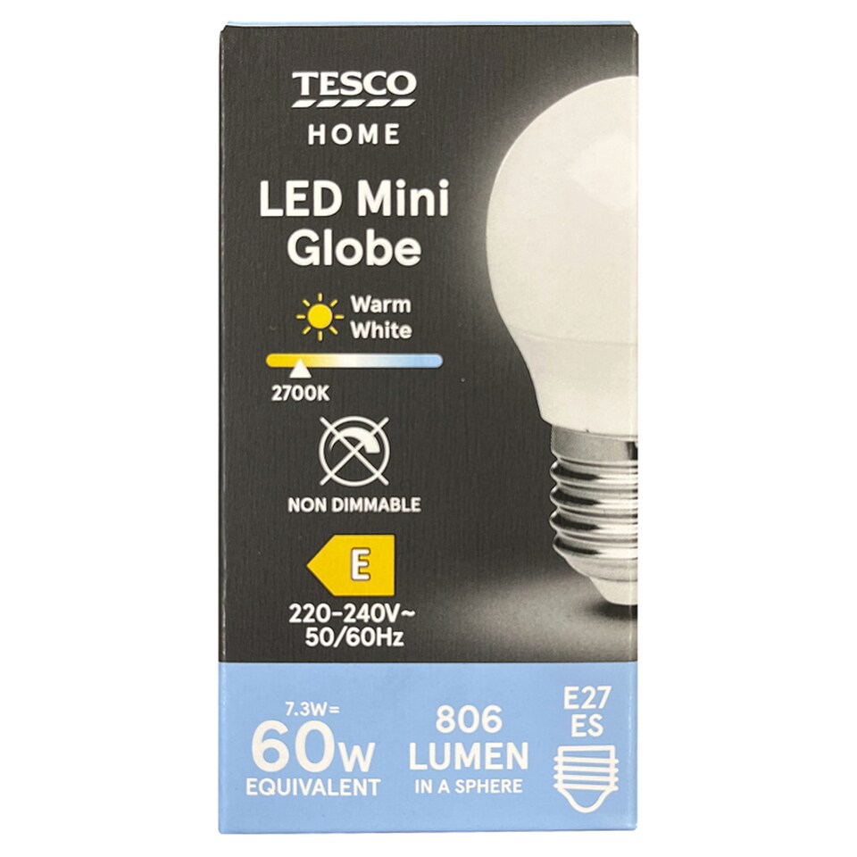 Tesco Home E27 806 lm 60W 2700K LED mini gömb 1. kép