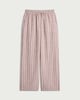 image 4 of F&F Linen Rich Striped Wide Leg Drawstring Trousers in Brown