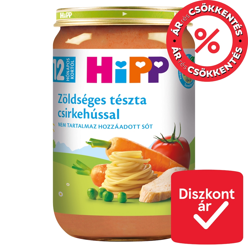 HiPP bio zöldséges tészta csirkehússal bébiétel 12 hónapos kortól 220 g