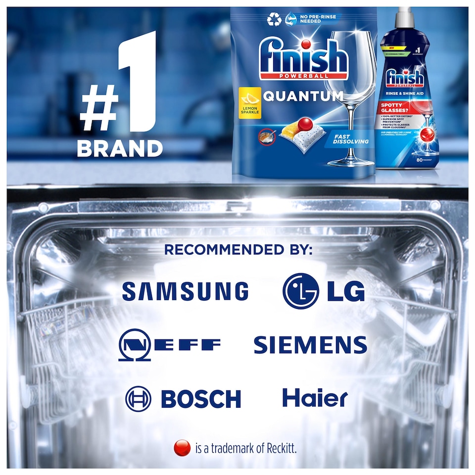 image 1 of Finish Quantum All In One 100 Dishwasher Tablets Lemon 1040g