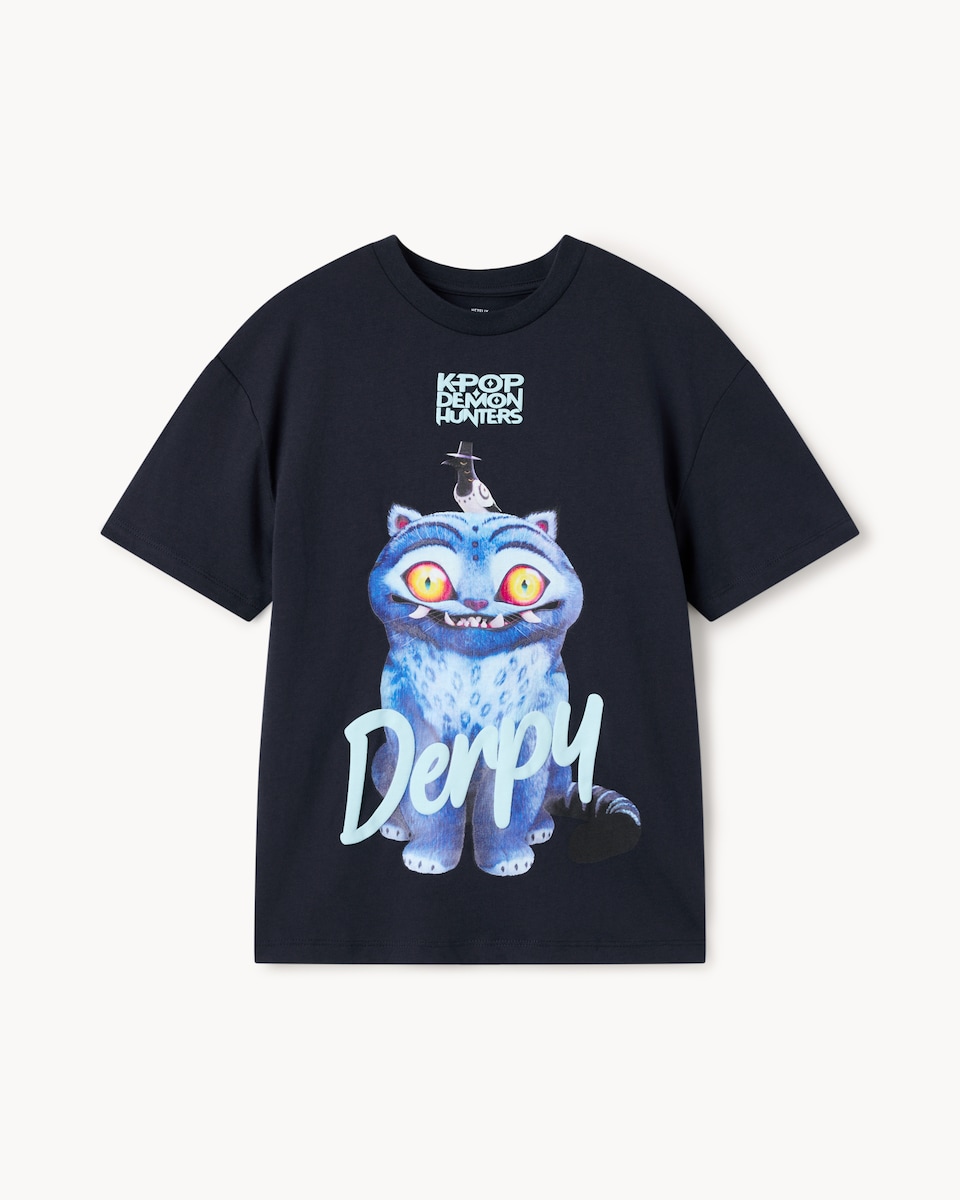 image 1 of K-Pop Demon Hunters Pure Cotton Derpy T-Shirt in Navy