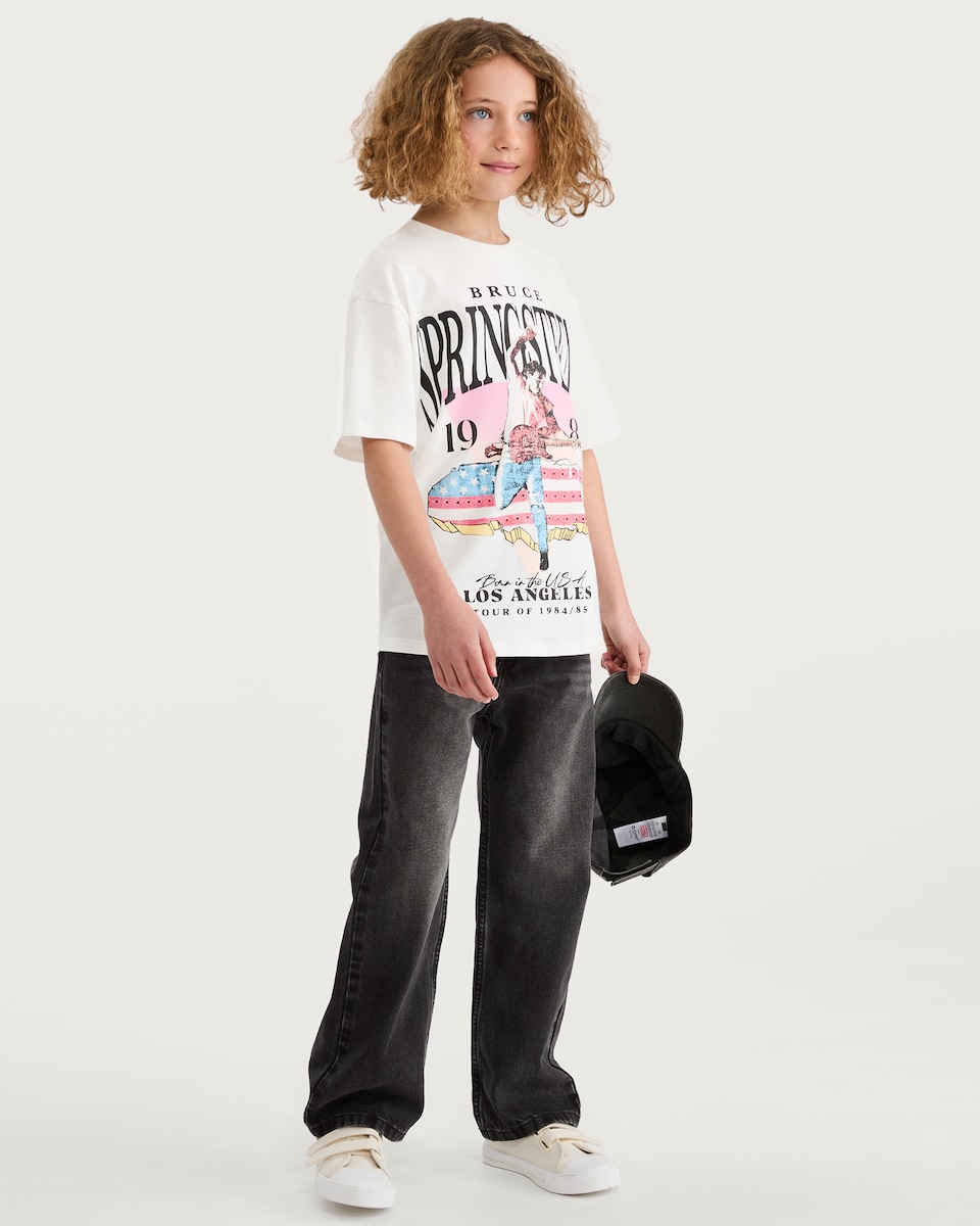 image 1 of Bruce Springsteen Pure Cotton Slogan T-Shirt in White