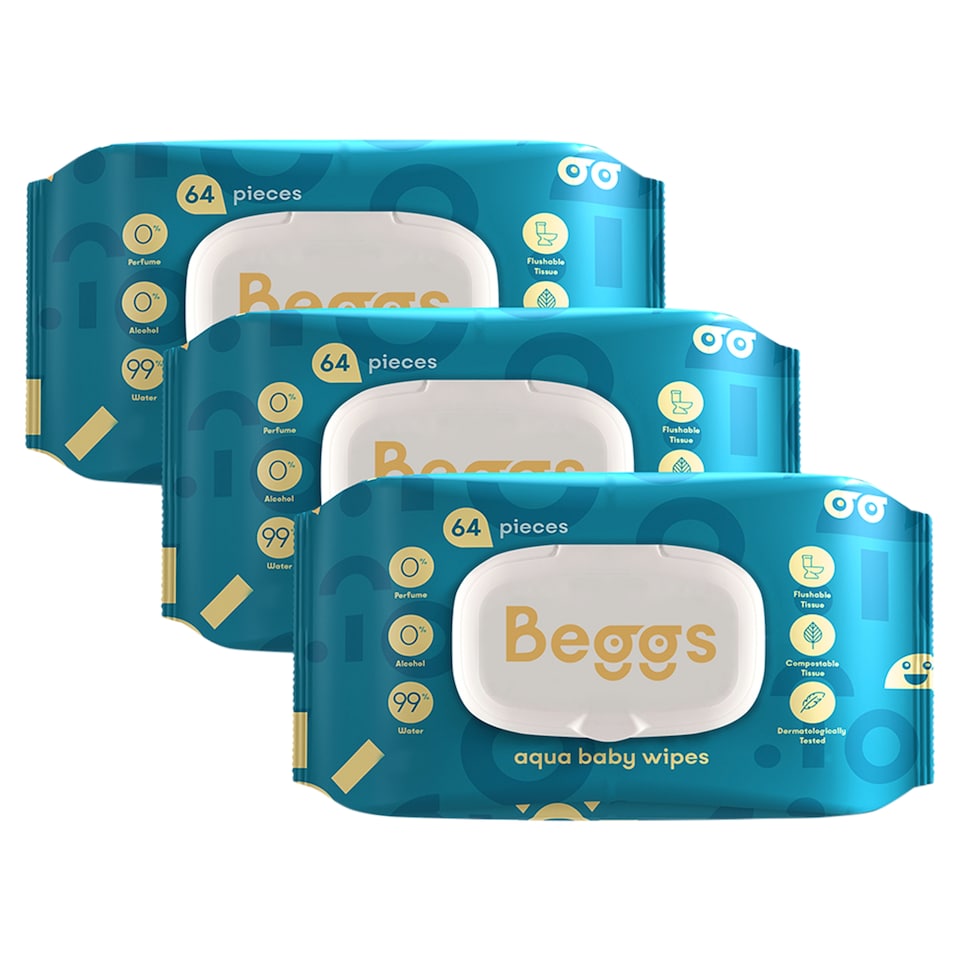 Beggs Aqua Baby Wipes 3 x 64 pcs