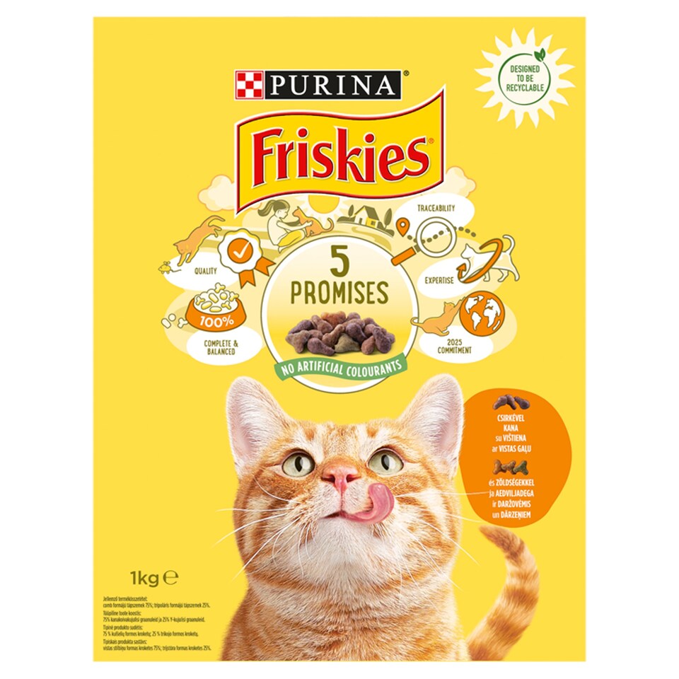 image 1 of Purina Friskies Dry Cat Food with Chicken and Added Vegetables 1 kg