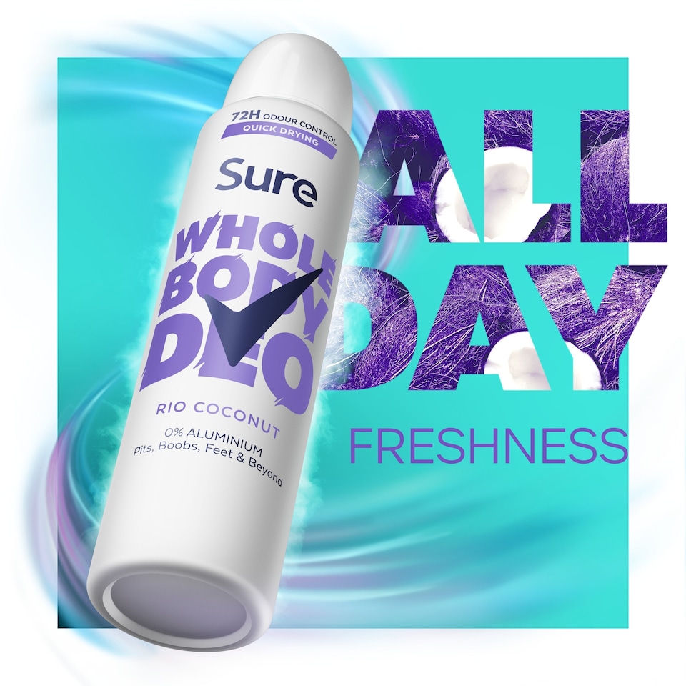 image 1 of Sure Women Rio Coconut 72h Whole Body Deodorant Odour Control Spray 150ml