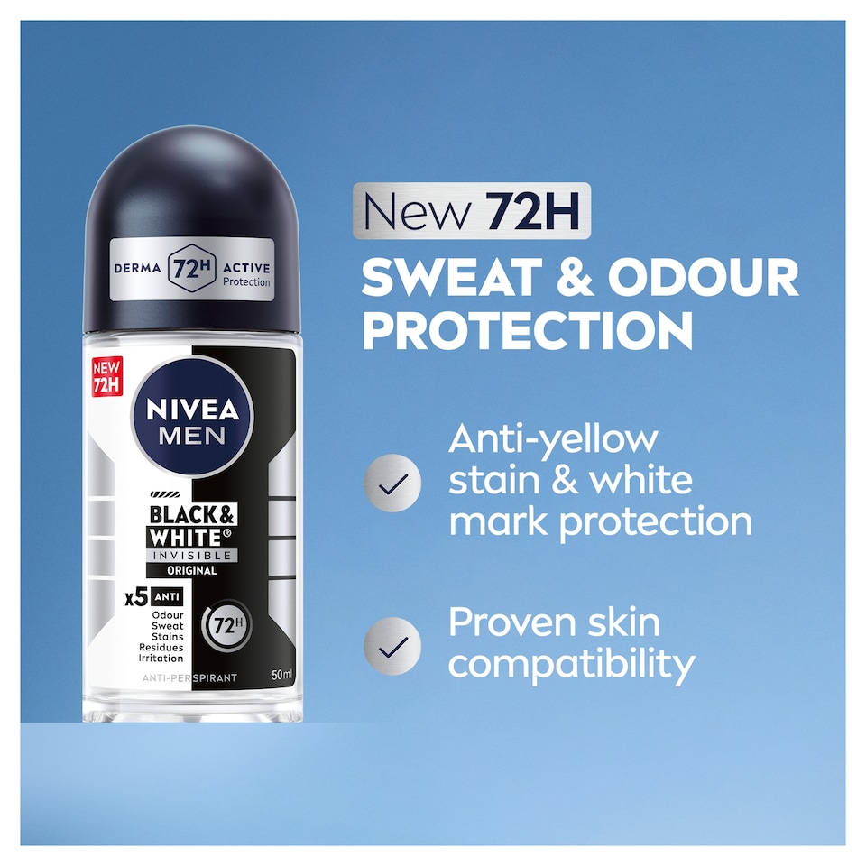 image 1 of NIVEA MEN Black & White Original Anti-Perspirant Deodorant Roll-On 50ml