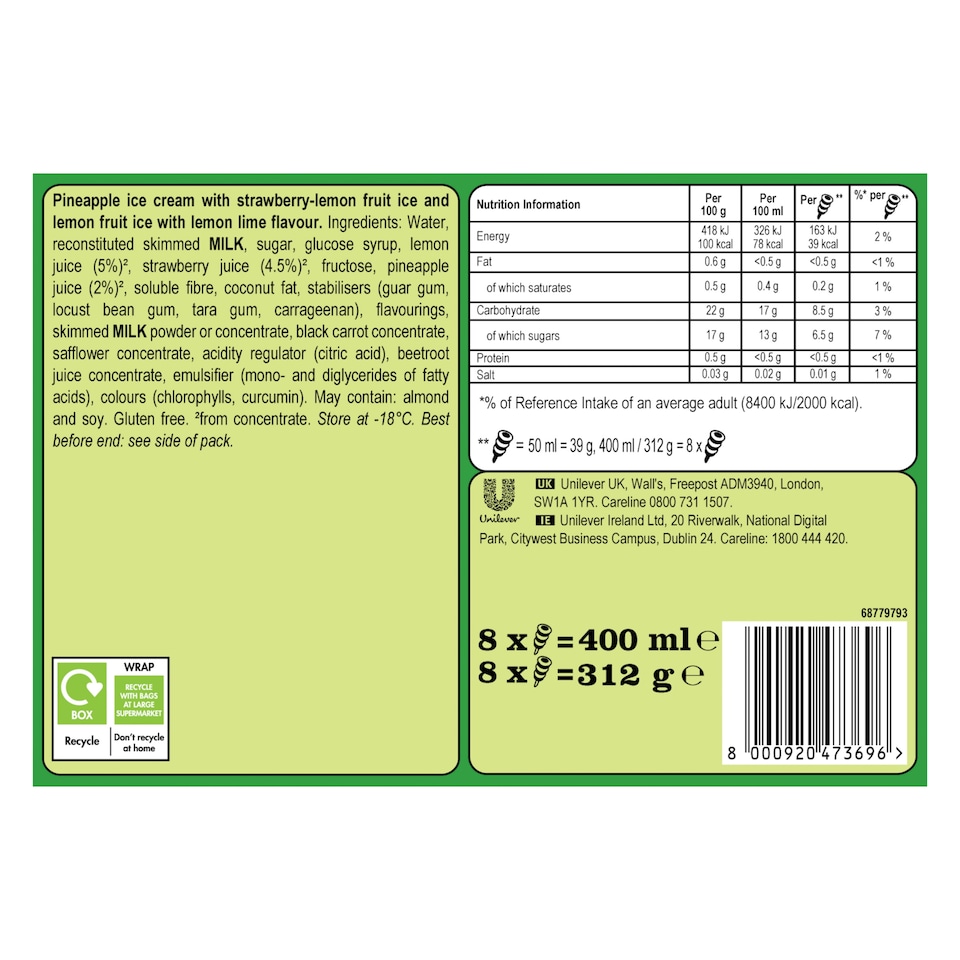 image 1 of Twister Mini Ice Cream Lolly 8 X 50Ml