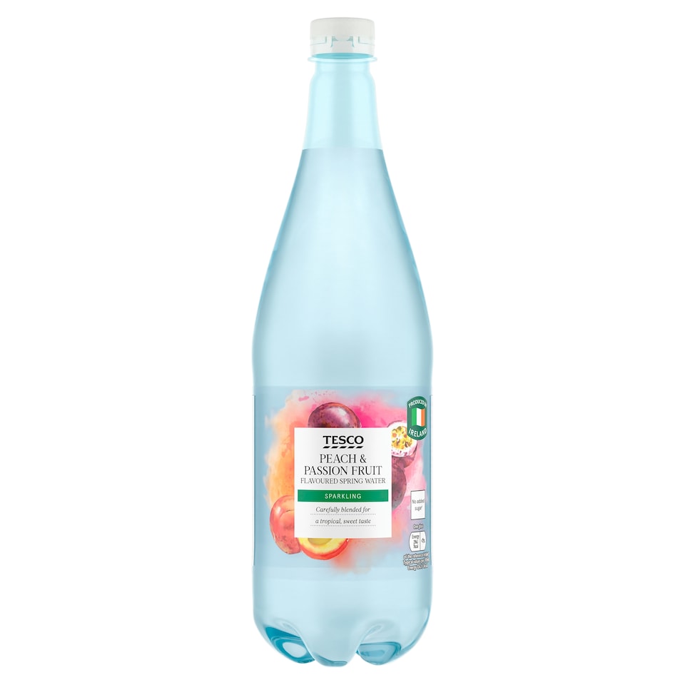 Tesco Peach And Passion Fruit Sparkling Spring Water 1L